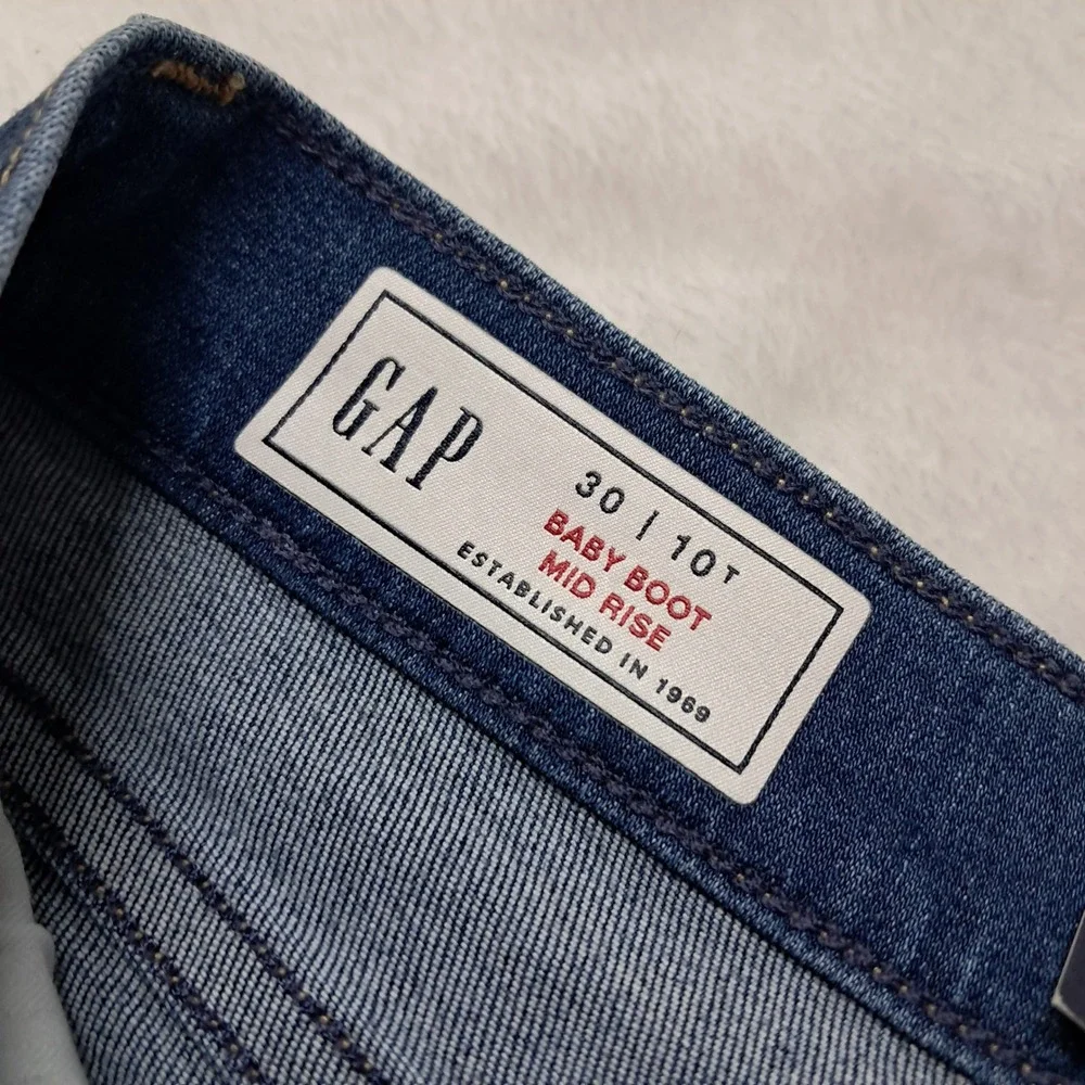 NWT Gap Baby Boot Jeans Womens 30/10 Tall Blue Mid Rise Medium WashStretch Denim